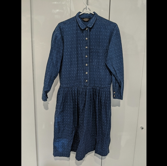 Vintage 80s Eddie Bauer denim dress sz S - Picture 1 of 7